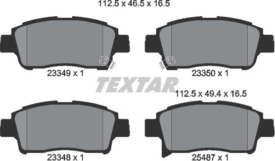 Textar 2334901 - Тормозные колодки, дисковые, комплект www.autospares.lv