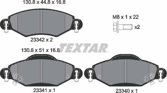 Textar 2334001 - Bremžu uzliku kompl., Disku bremzes autospares.lv