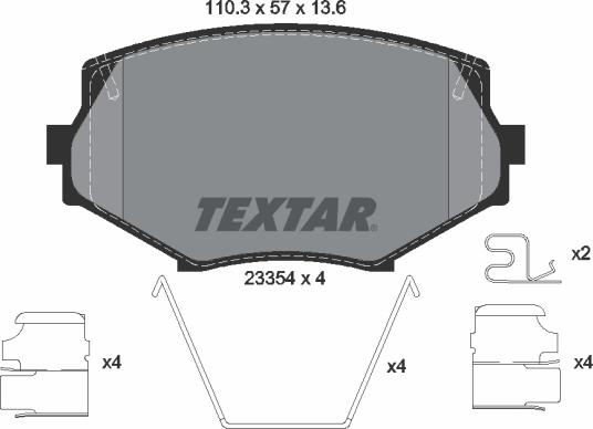 Textar 2335404 - Bremžu uzliku kompl., Disku bremzes www.autospares.lv