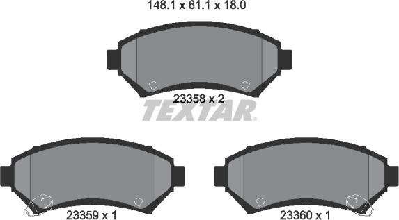 Textar 2335801 - Bremžu uzliku kompl., Disku bremzes www.autospares.lv