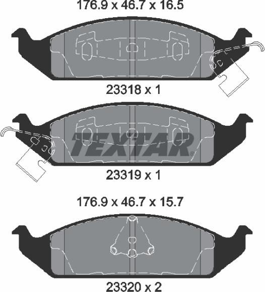 Textar 2331801 - Bremžu uzliku kompl., Disku bremzes www.autospares.lv