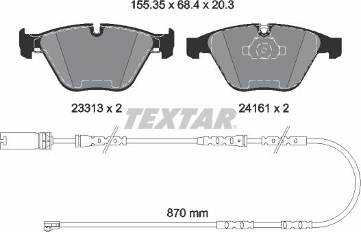 Textar 2331307 - Bremžu uzliku kompl., Disku bremzes autospares.lv