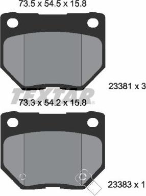 Textar 2338102 - Bremžu uzliku kompl., Disku bremzes www.autospares.lv