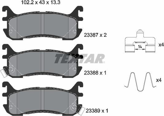 Textar 2338704 - Bremžu uzliku kompl., Disku bremzes autospares.lv