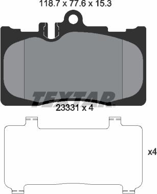 Textar 2333102 - Bremžu uzliku kompl., Disku bremzes www.autospares.lv