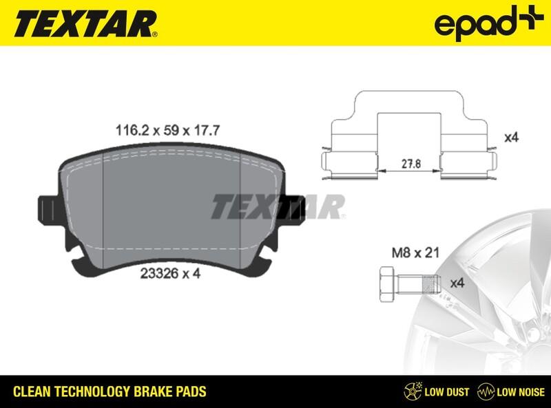 Textar 2332601CP - Bremžu uzliku kompl., Disku bremzes www.autospares.lv