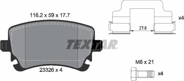 Textar 2332601 - Тормозные колодки, дисковые, комплект www.autospares.lv