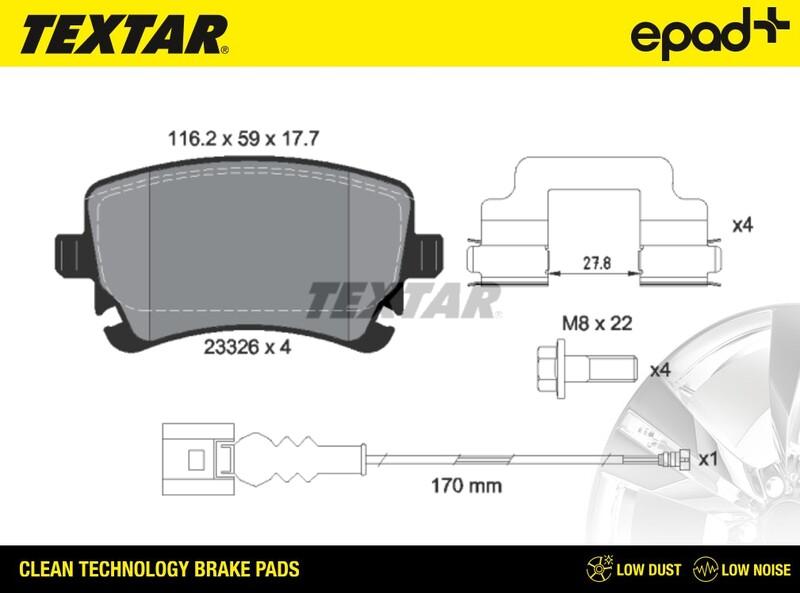 Textar 2332602CP - Тормозные колодки, дисковые, комплект www.autospares.lv