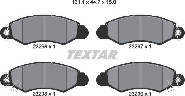 Textar 2329601 - Тормозные колодки, дисковые, комплект www.autospares.lv