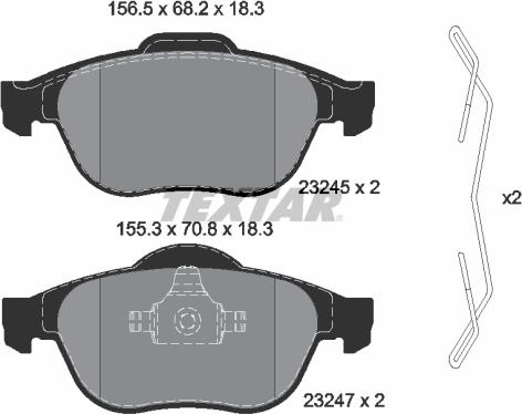 Textar 2324502 - Тормозные колодки, дисковые, комплект www.autospares.lv