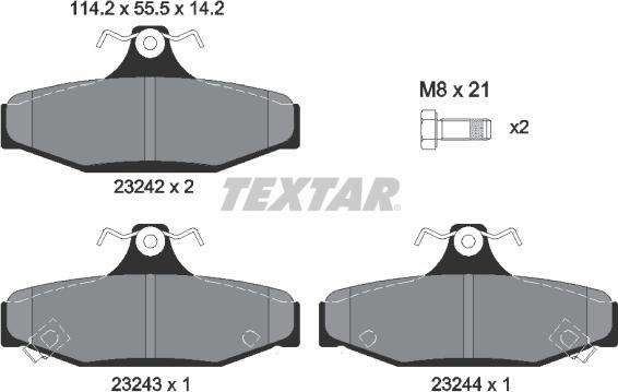 Textar 2324201 - Тормозные колодки, дисковые, комплект www.autospares.lv