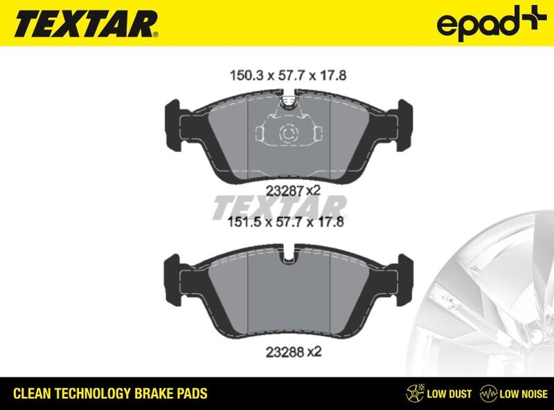 Textar 2328702CP - Bremžu uzliku kompl., Disku bremzes www.autospares.lv