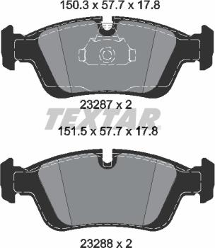 Textar 2328781 - Тормозные колодки, дисковые, комплект www.autospares.lv