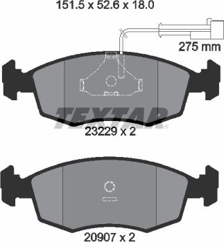 Textar 2322901 - Bremžu uzliku kompl., Disku bremzes autospares.lv