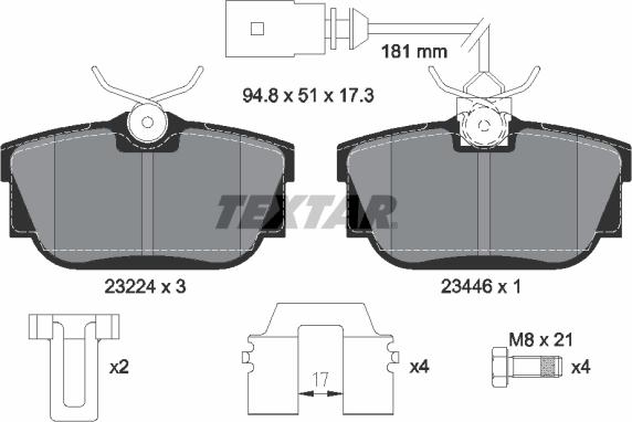 Textar 2322416 - Тормозные колодки, дисковые, комплект www.autospares.lv