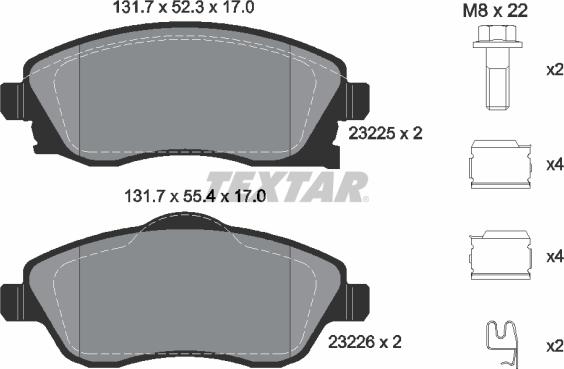 Textar 2322501 - Brake Pad Set, disc brake www.autospares.lv