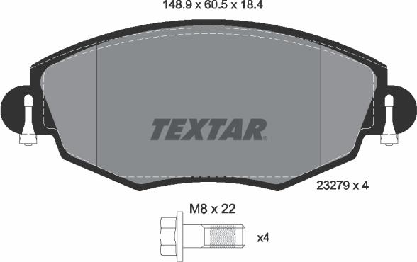 Textar 2327904 - Bremžu uzliku kompl., Disku bremzes www.autospares.lv