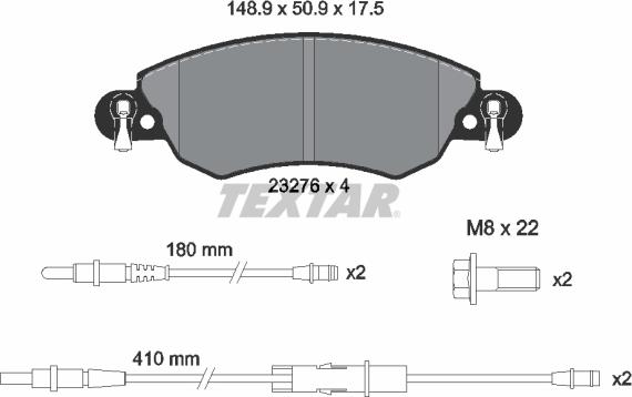 Textar 89014500 - Bremžu komplekts, Disku bremzes autospares.lv