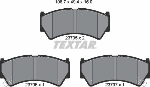 Textar 2379501 - Brake Pad Set, disc brake www.autospares.lv