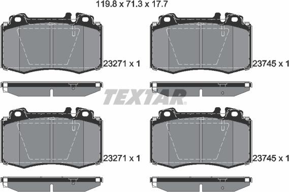 Textar 2374581 - Bremžu uzliku kompl., Disku bremzes autospares.lv