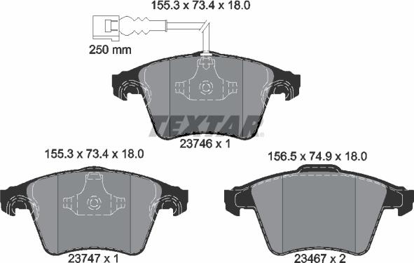 Textar 2374601 - Bremžu uzliku kompl., Disku bremzes autospares.lv