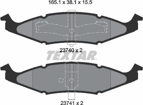 Textar 2374001 - Bremžu uzliku kompl., Disku bremzes www.autospares.lv