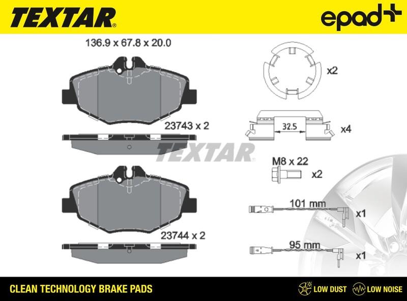 Textar 2374303CP - Bremžu uzliku kompl., Disku bremzes autospares.lv