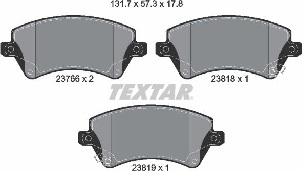 Textar 2376601 - Bremžu uzliku kompl., Disku bremzes www.autospares.lv