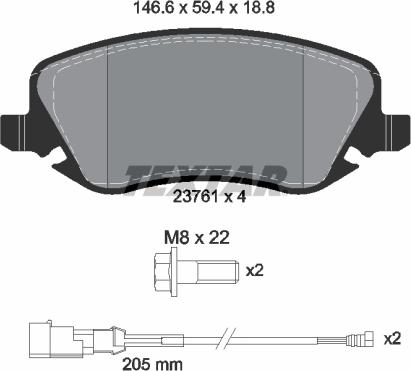 Textar 2376101 - Bremžu uzliku kompl., Disku bremzes www.autospares.lv