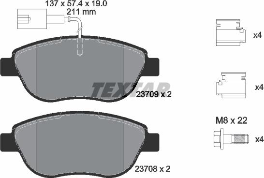 Textar 2370901 - Brake Pad Set, disc brake www.autospares.lv