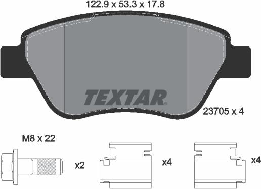 Textar 2370503 - Тормозные колодки, дисковые, комплект www.autospares.lv