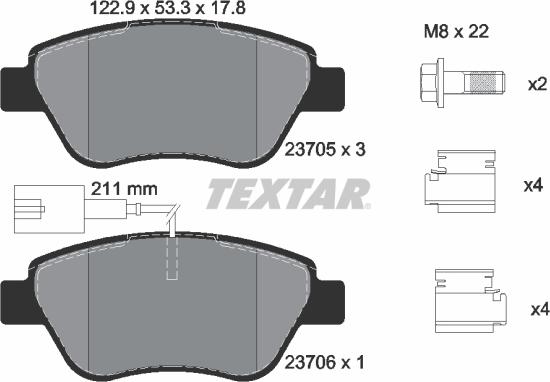 Textar 2370502 - Bremžu uzliku kompl., Disku bremzes autospares.lv