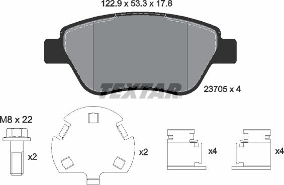 Textar 2370507 - Тормозные колодки, дисковые, комплект www.autospares.lv