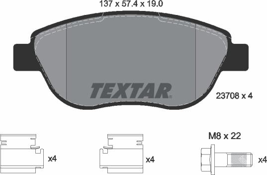 Textar 2370803 - Тормозные колодки, дисковые, комплект www.autospares.lv