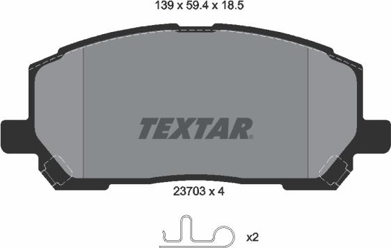 Textar 2370301 - Bremžu uzliku kompl., Disku bremzes www.autospares.lv