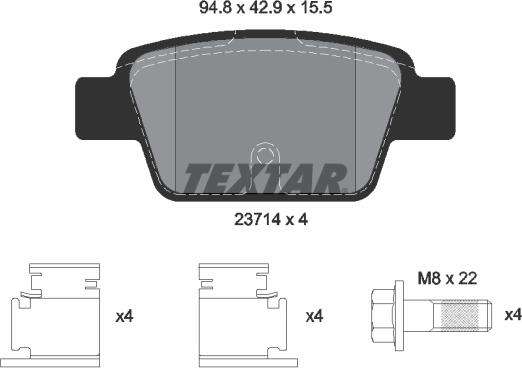 Textar 89016400 - Bremžu komplekts, Disku bremzes www.autospares.lv