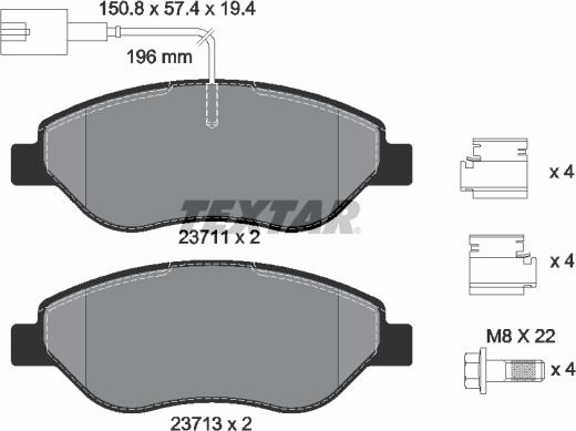 Textar 2371104 - Bremžu uzliku kompl., Disku bremzes autospares.lv