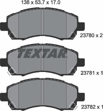 Textar 2378001 - Brake Pad Set, disc brake www.autospares.lv