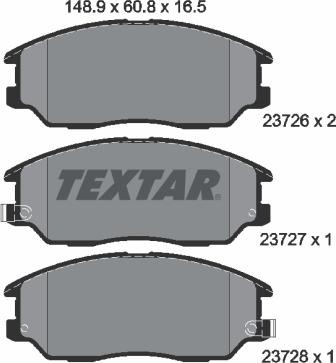 Textar 2372601 - Тормозные колодки, дисковые, комплект www.autospares.lv