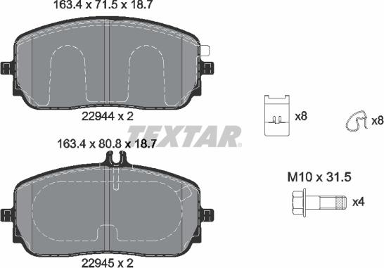 Textar 2294401 - Bremžu uzliku kompl., Disku bremzes www.autospares.lv