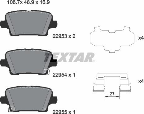 Textar 2295301 - Bremžu uzliku kompl., Disku bremzes www.autospares.lv