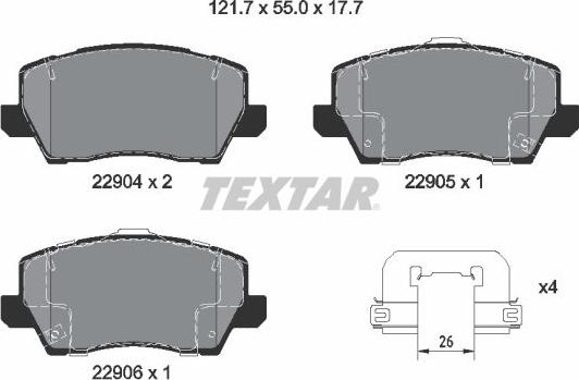 Textar 2290401 - Bremžu uzliku kompl., Disku bremzes autospares.lv