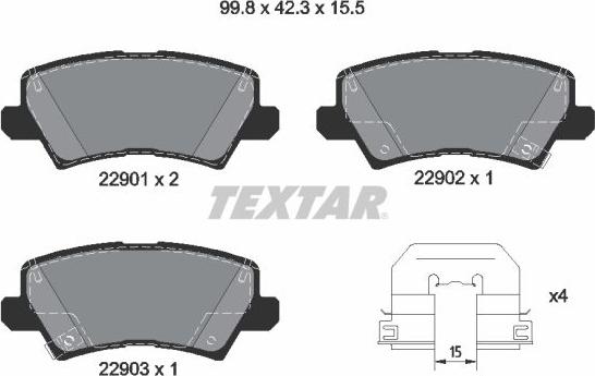 Textar 2290101 - Bremžu uzliku kompl., Disku bremzes www.autospares.lv