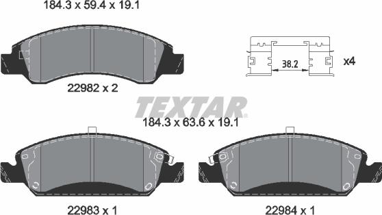 Textar 2298201 - Bremžu uzliku kompl., Disku bremzes www.autospares.lv