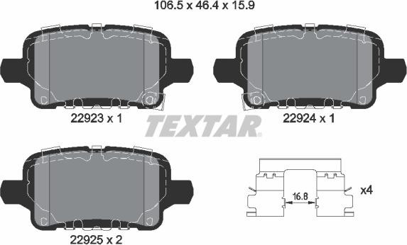 Textar 2292301 - Bremžu uzliku kompl., Disku bremzes autospares.lv