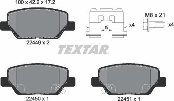 Textar 2244901 - Bremžu uzliku kompl., Disku bremzes www.autospares.lv