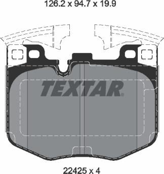 Textar 2242501 - Bremžu uzliku kompl., Disku bremzes www.autospares.lv