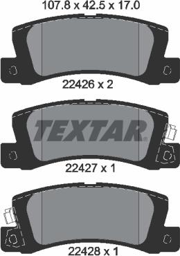 Textar 2242601 - Bremžu uzliku kompl., Disku bremzes www.autospares.lv