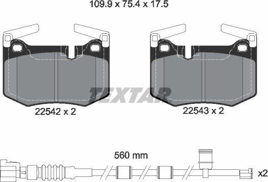 Textar 2254201 - Bremžu uzliku kompl., Disku bremzes www.autospares.lv