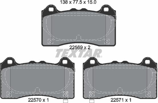 Textar 2256901 - Тормозные колодки, дисковые, комплект www.autospares.lv